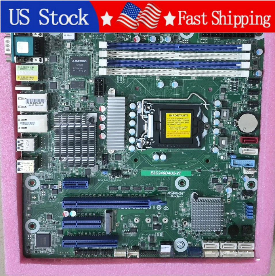 ASRock Rack E3C246D4U2-2T LGA1151 mATX Server Board Dual 10GbE DDR4 8xSATA NAS ASRock Rack E3C246D4U2-2T LGA1151 mATX Server Board Dual 10GbE DDR4 8xSATA NAS