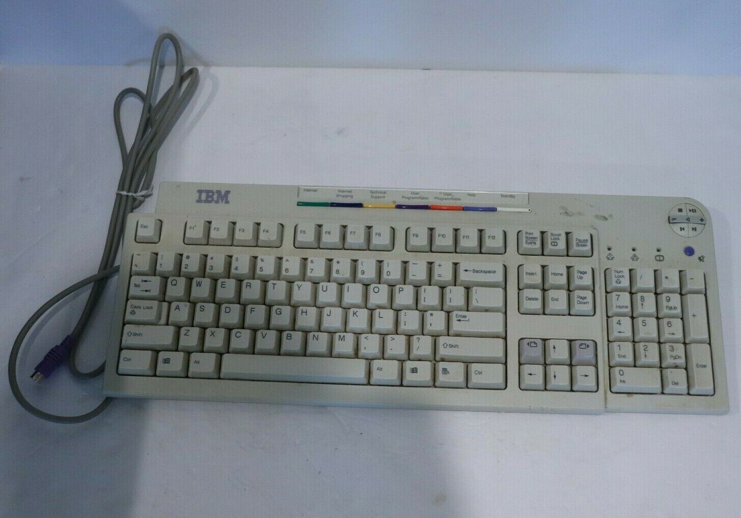 IBM KB-9930 Vintage White PS/2 Multimedia PC Keyboard Internet/Media Controls