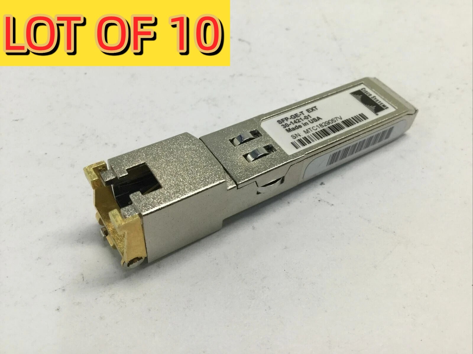 *LOT OF 10*Cisco SFP-GE-T EXT 30-1421-01 USA 1000BASE-T RJ45 SFP Transceiver *LOT OF 10*Cisco SFP-GE-T EXT 30-1421-01 USA 1000BASE-T RJ45 SFP Transceiver