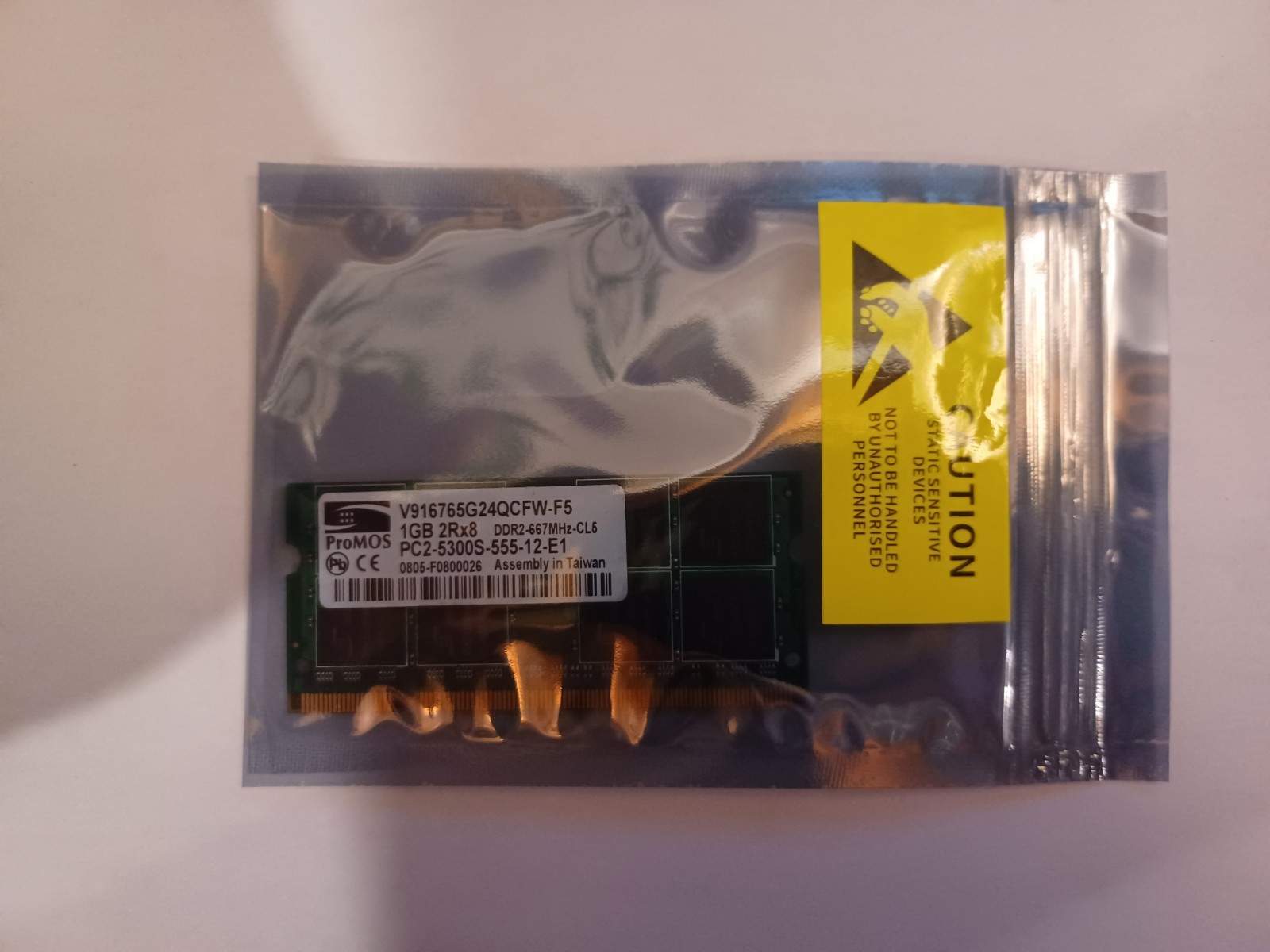 ProMos Technologies 1 GB SO-DIMM 667 MHz DDR2 Memory (V916765B24QCFW-F5) ProMos Technologies 1 GB SO-DIMM 667 MHz DDR2 Memory (V916765B24QCFW-F5)