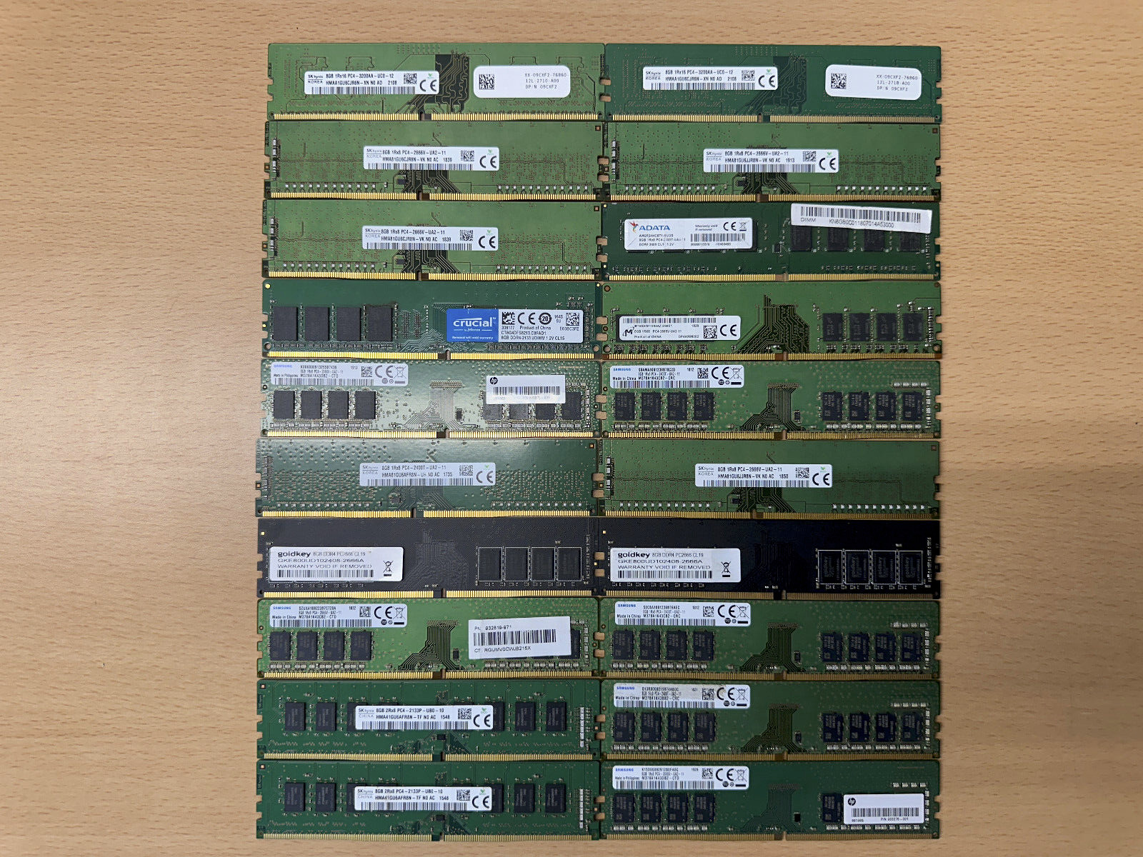 160GB (8GBx20) Various Brand/Speed DDR4 RAM DIMMs Desktop Memory Read