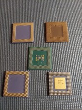 Lot of 5 Vintage Ceramic Gold Pin CPUs Intel Pentium  Scrap Gold Recovery picture