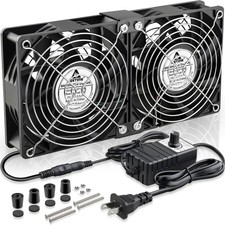 2X 120mm Computer Fan with AC Plug & Speed Control, 110V-240V, Quiet Cooling picture
