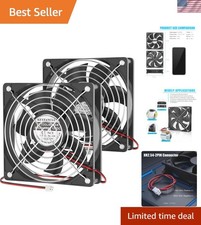 Quiet 120mm Cooling Fan 2-Pack: High Performance 12V for PCs & Refrigerators picture