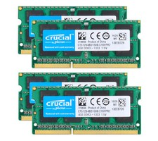 Crucial 4x 4GB 2RX8 PC3-10600S DDR3 1333Mhz Laptop Memory RAM SODIMM NON-ECC Kit picture