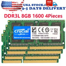 Crucial DDR3L 1600MHz 32GB(4 x 8GB) SODIMM RAM PC3L-12800 2Rx8 Laptop Memory picture