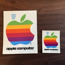 Lot of Original Vintage APPLE MACINTOSH Computer Rainbow Logo Stickers 2” And 4” picture