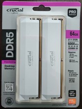 CRUCIAL PRO 64GB (2x32GB) DDR5 CL40 6000MHZ OC PERFORMANCE CP2K32G60C40U5W WHITE picture